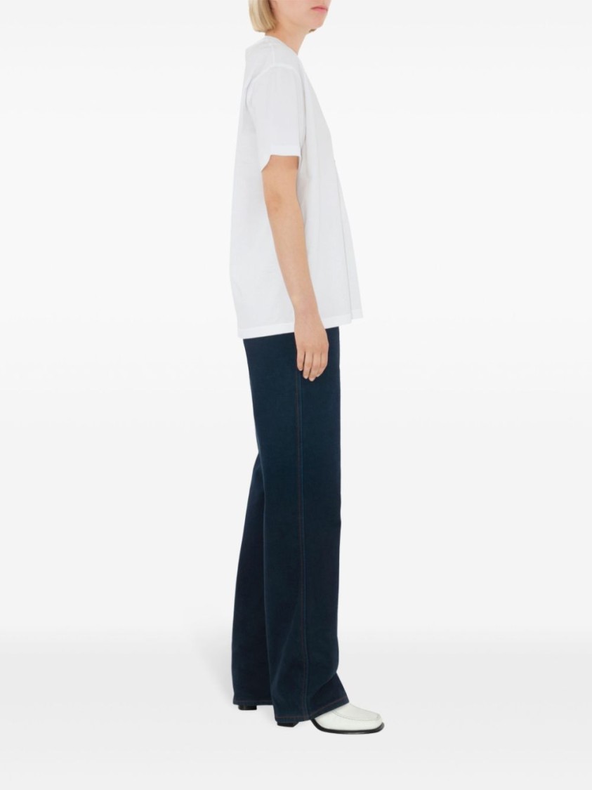 Burberry Women White Jersey Checked Twill-trimmed Cotton-jersey T-shirt Tee Shirt In White