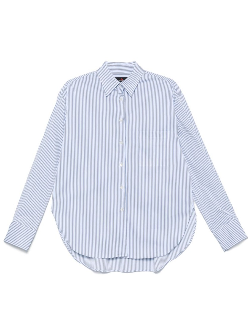 Shop Peuterey Classic White Shirt With Subtle Striped Pattern