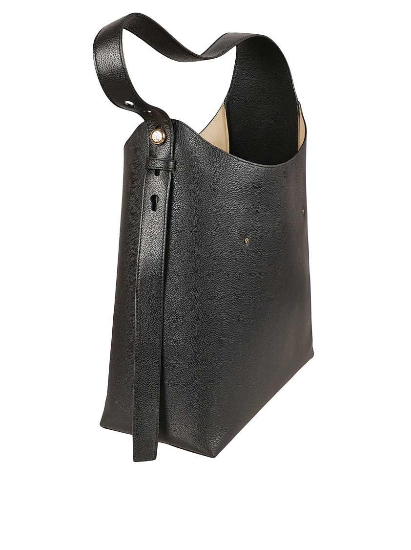 Tory Burch Structured Black Leather Shoulder Bag In Black