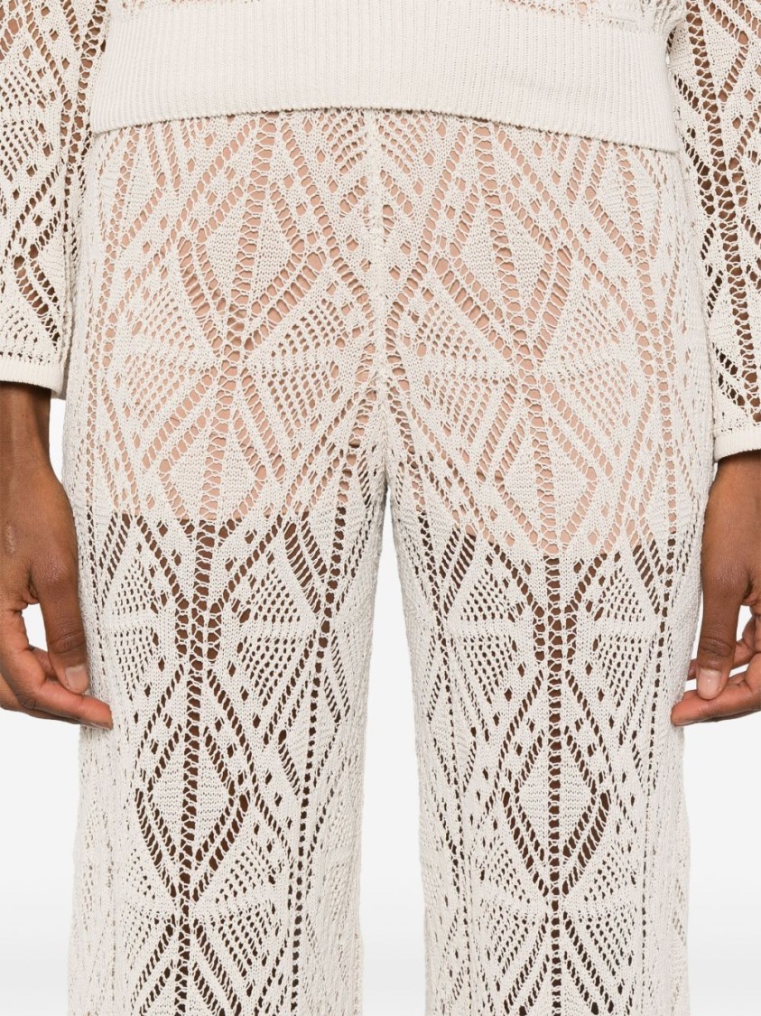 LIU •JO LIU JO OPEN-KNIT WIDE-LEG TROUSERS WITH GEOMETRIC PATTERN