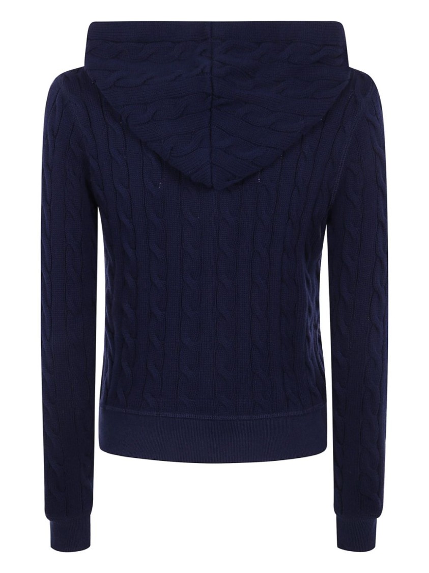 Shop Polo Ralph Lauren Cable Knit Blue Zip-up Sweater
