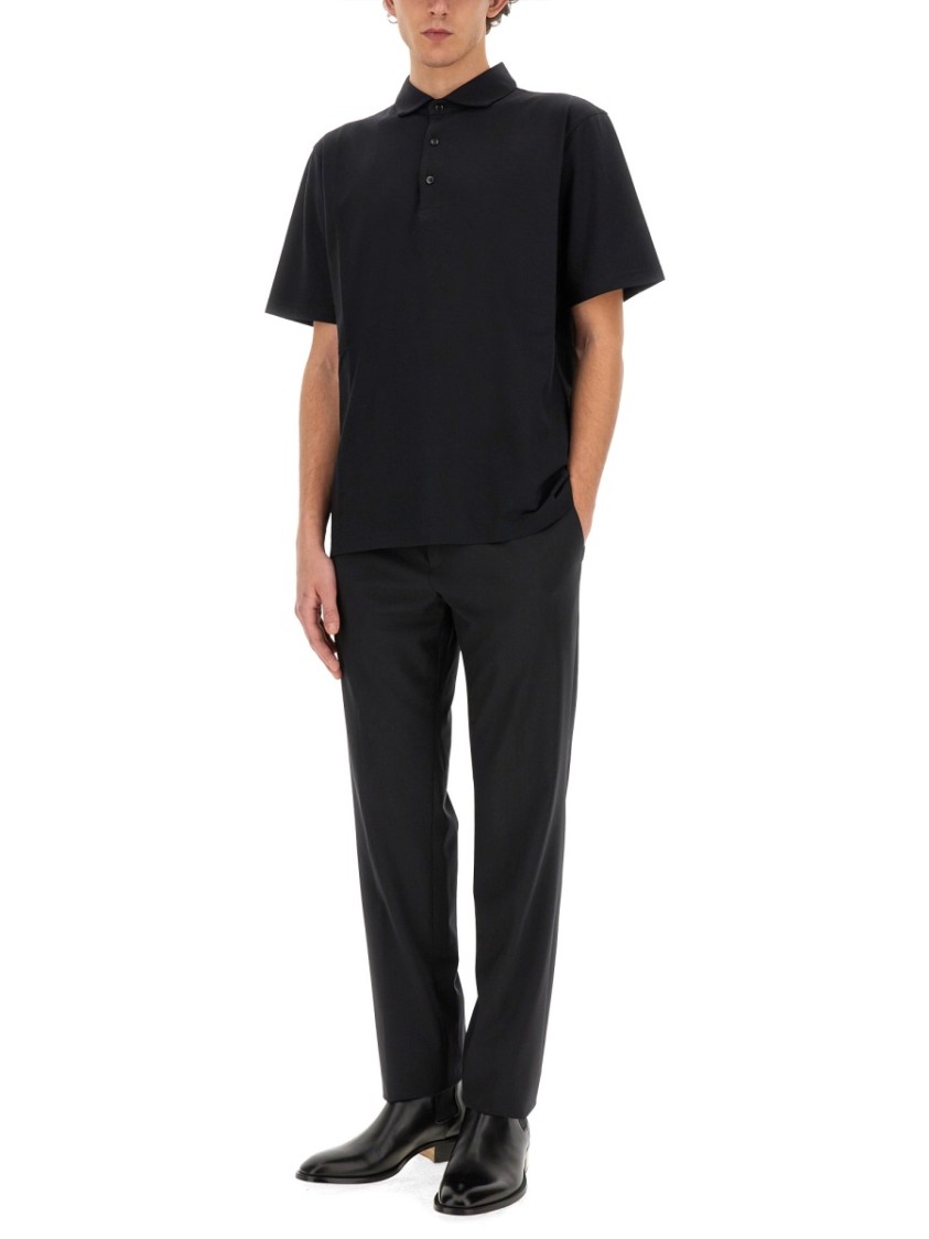 Lardini Black Jersey Polo With Classic Fit In Black
