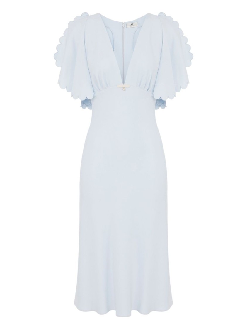 ELISABETTA FRANCHI ELISABETTA FRANCHI CELESTE MIDI DRESS WITH DEEP V-NECKLINE
