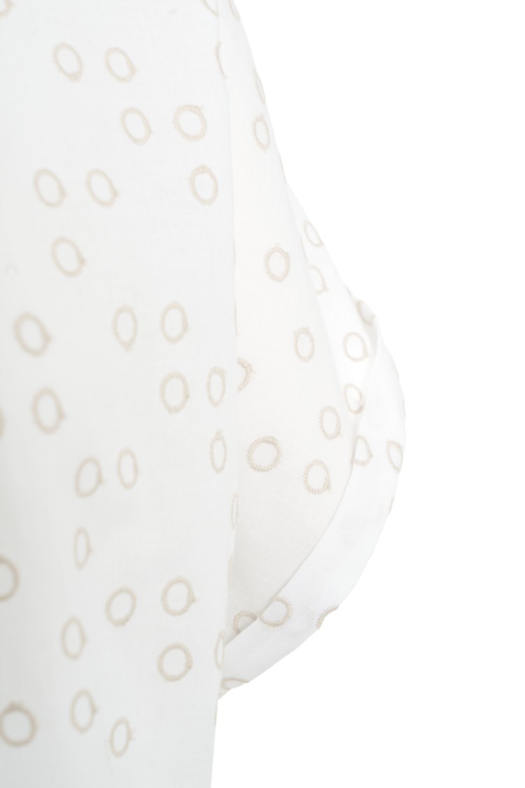 Himon's Himons Intricately Embroidered White Blouse With Rounded Hem In Gray