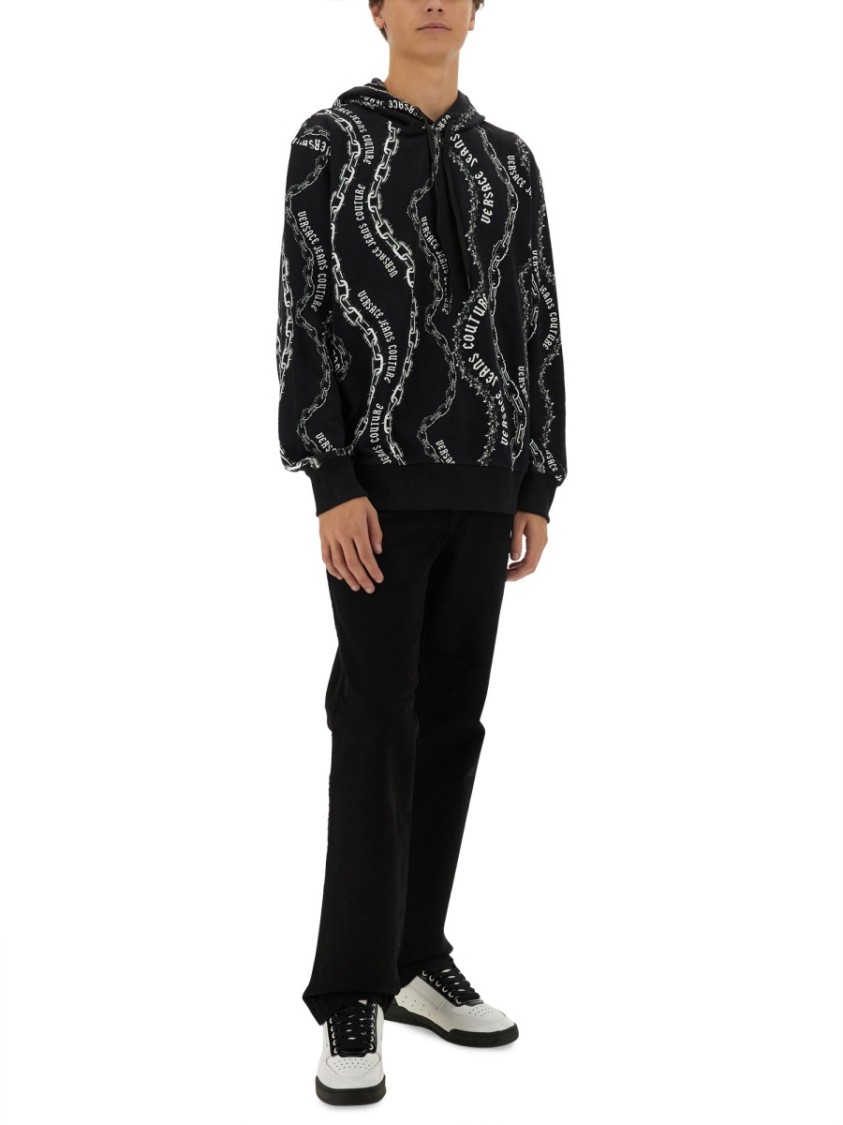 Shop Versace Jeans Couture Chain Couture Sweatshirt In Black