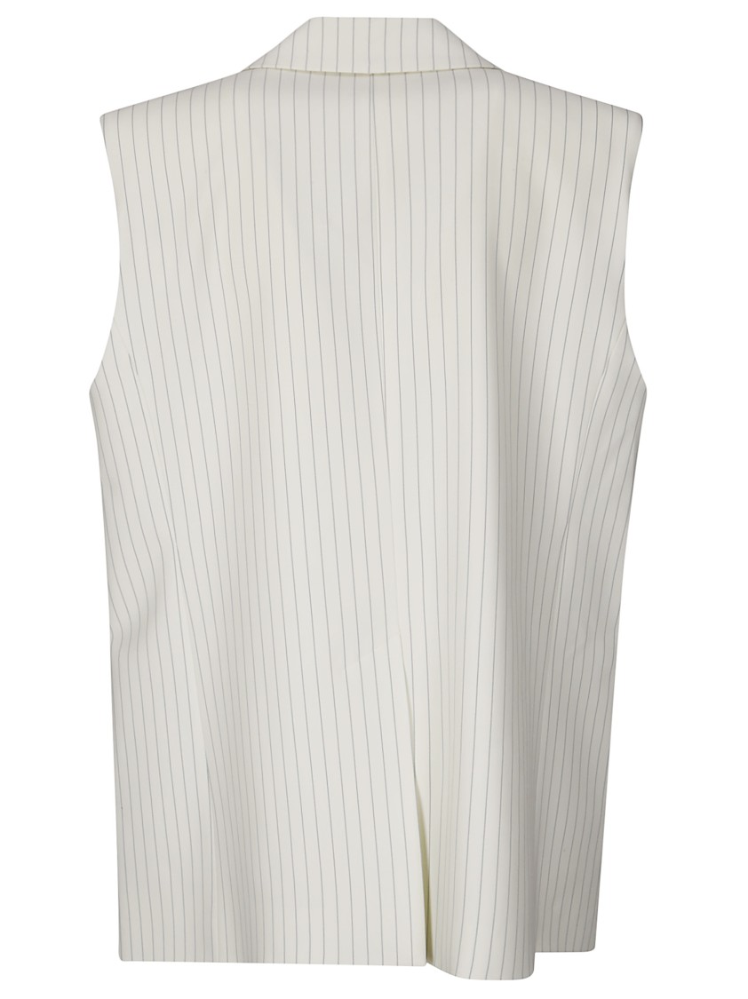 P.a.r.o.s.h . Tailored Sleeveless Pinstriped Jacket In White