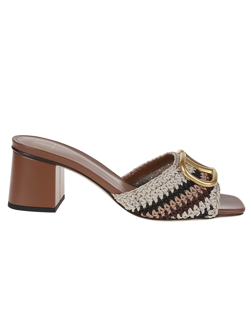 【Valentino】SLIDE VLOGO SIGNATURE T. 60◆6W0S0HA6XTQ Vlogo Signature Slide Sandal With Crochet Embroidery 60mm
