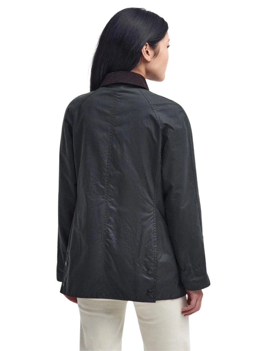 Barbour Classic Button-up Coat With Corduroy Collar In Black