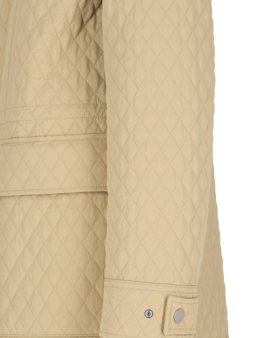 Burberry Quilted Nylon Jacket With Check Hood In Neutrals