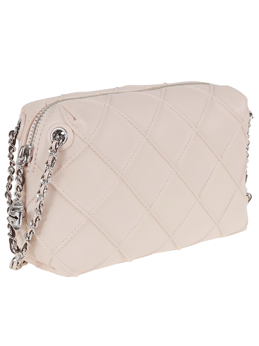 Tory Burch Quilted Shoulder Bag With Removable Chain Strap In Pink