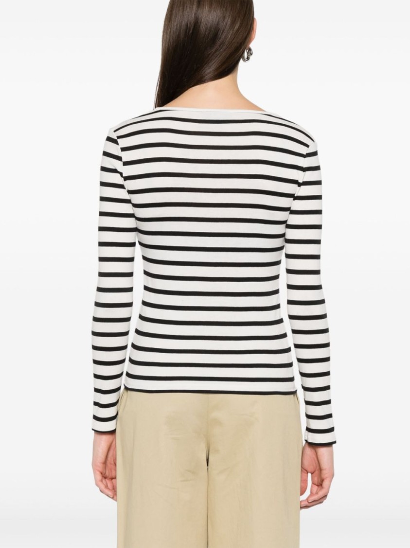 Shop Apc A.p.c. Organic Cotton Knit Sweater With Striped Pattern In White