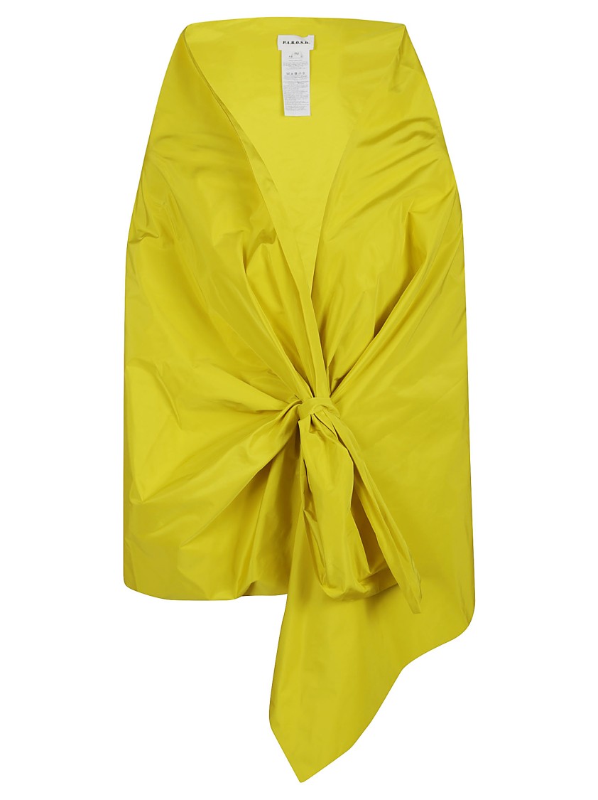 P.a.r.o.s.h Parosh Wrap Skirt With Sculptural Design And Knot Detail In Yellow
