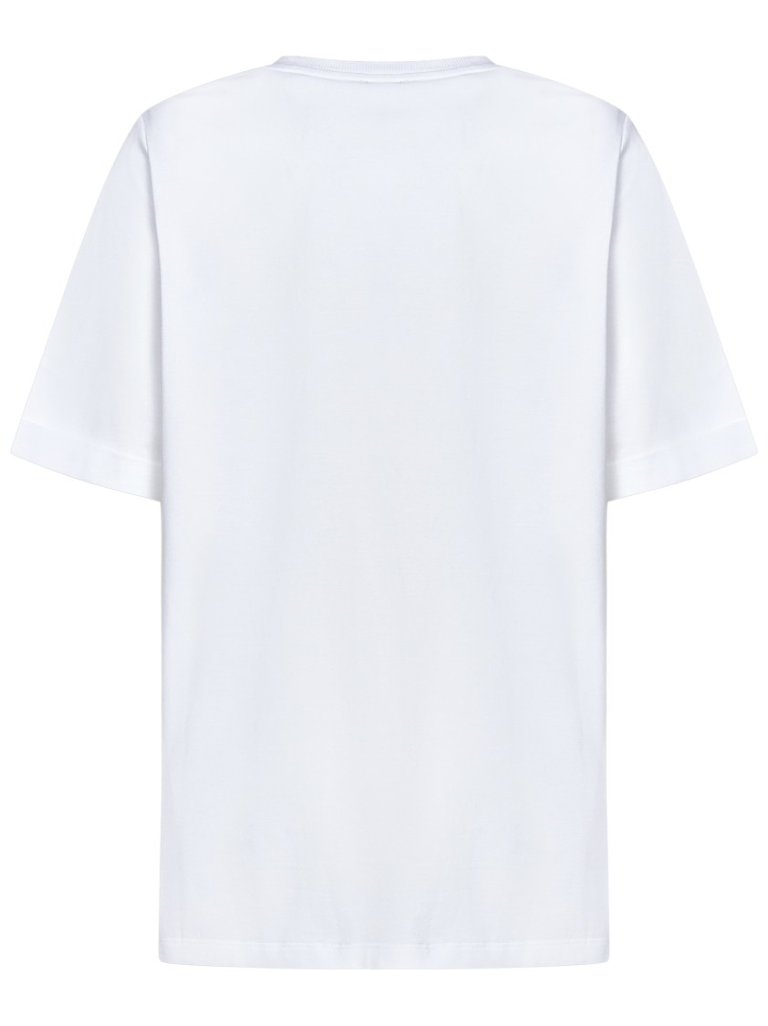 Balmain Cotton Jersey Crewneck T-shirt With Lipstick Print In White