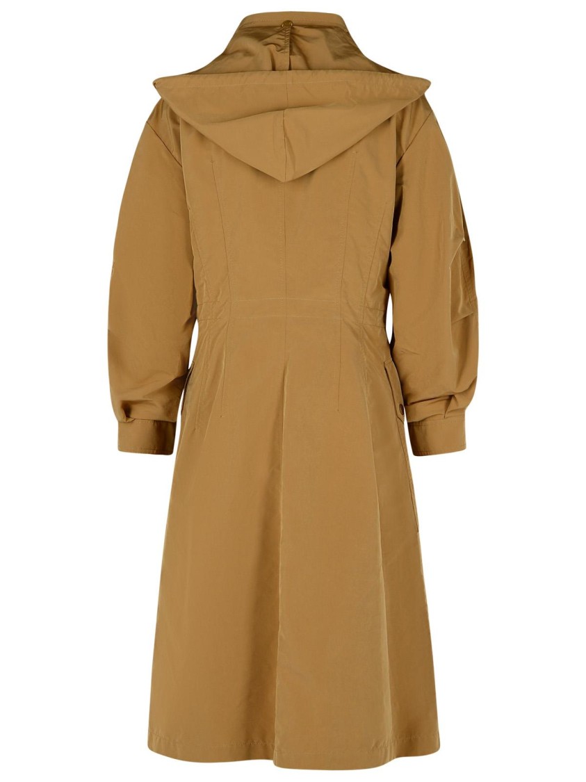 Moncler Drawstring Parka With Epaulettes And Hood In Brown