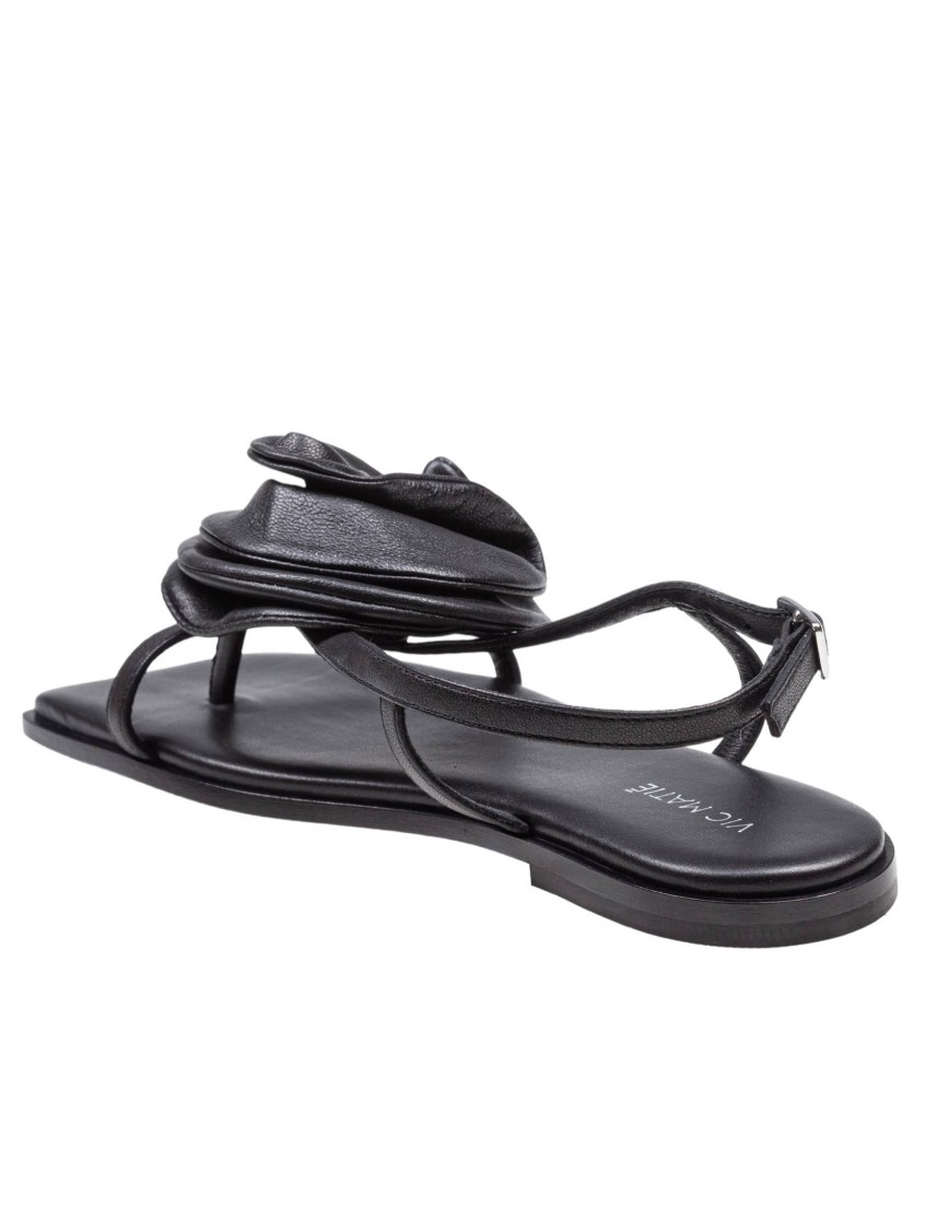 Shop Vic Matie Vic Matié Square Open Sandal In Leather In Black