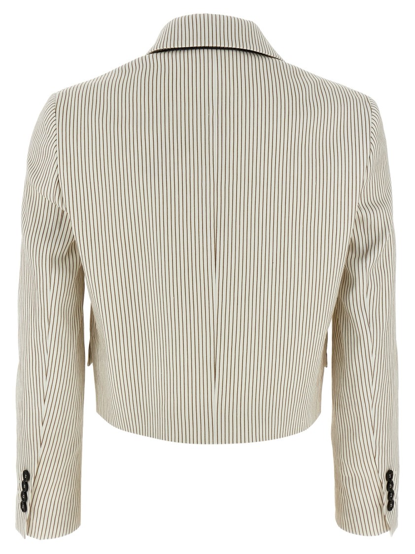 Brunello Cucinelli Pinstriped Linen And Cotton Double-breasted Blazer