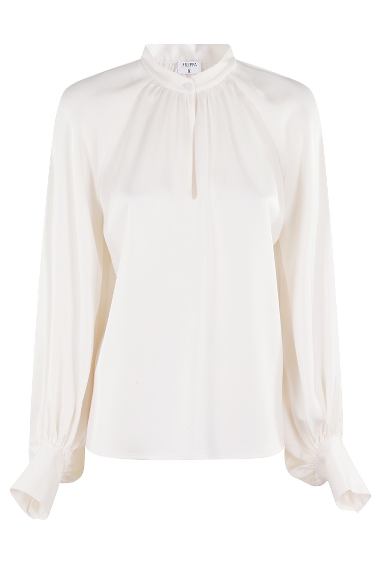 Shop Filippa K Stand Collar Blouse In Neutrals