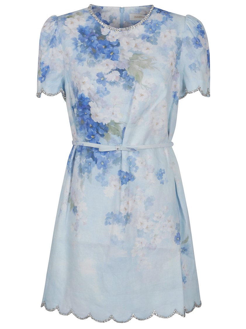 Shop Zimmermann Crush Scalloped Shift Dress In Blue