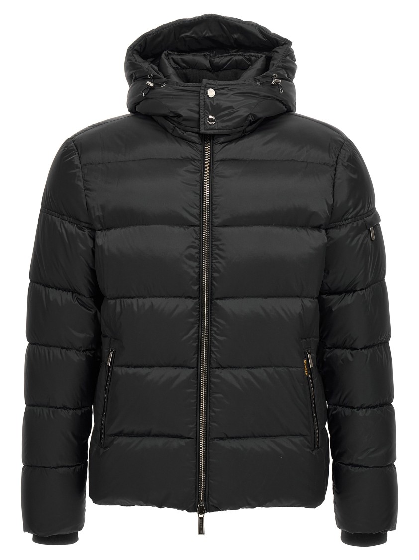 Moorer Quilted Hooded Jacket Removable Hood In Black