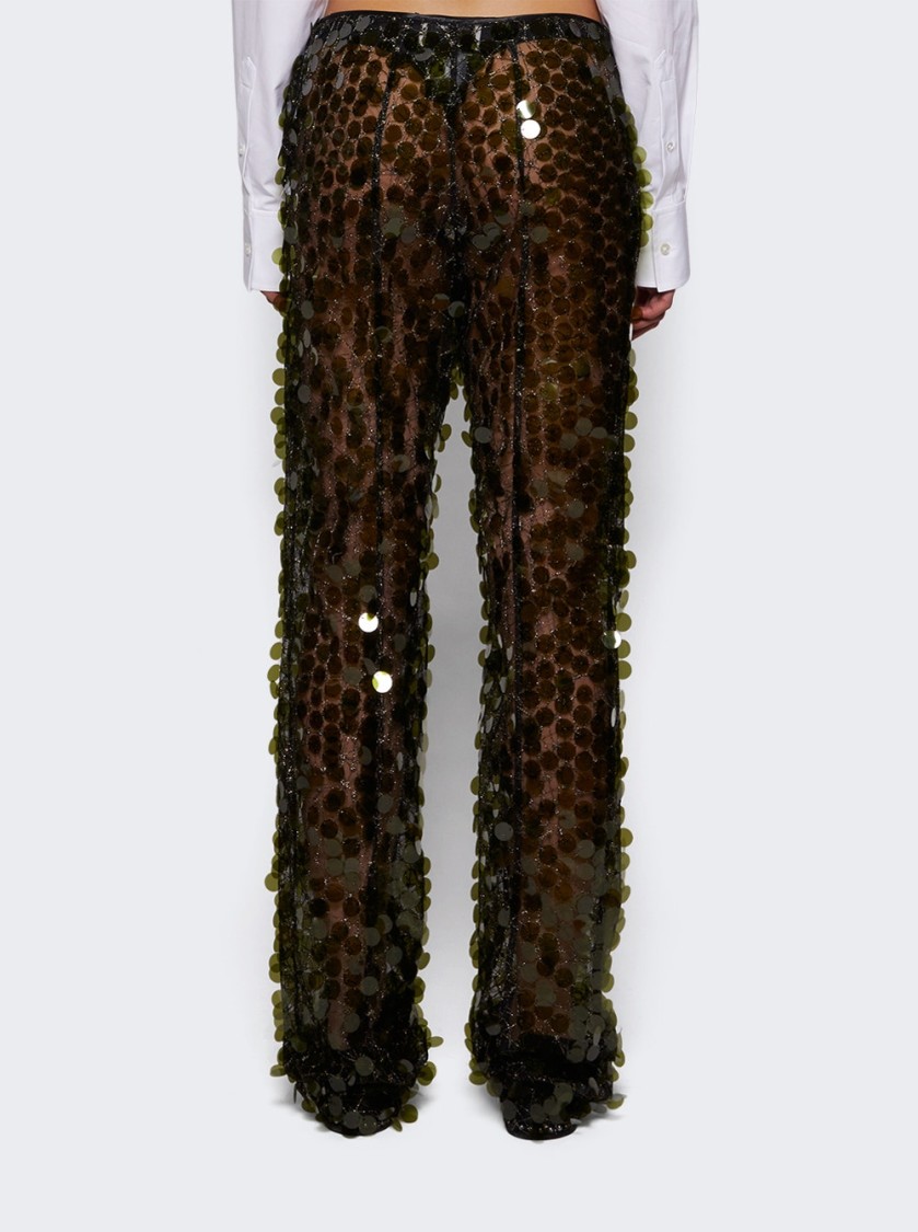 Coperni Sequins Flared Trouser Green In Green