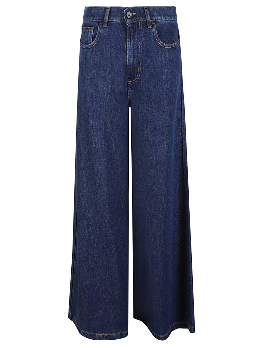 P.a.r.o.s.h . High-waisted Wide-leg Pants With Classic Five-pocket Design In Black