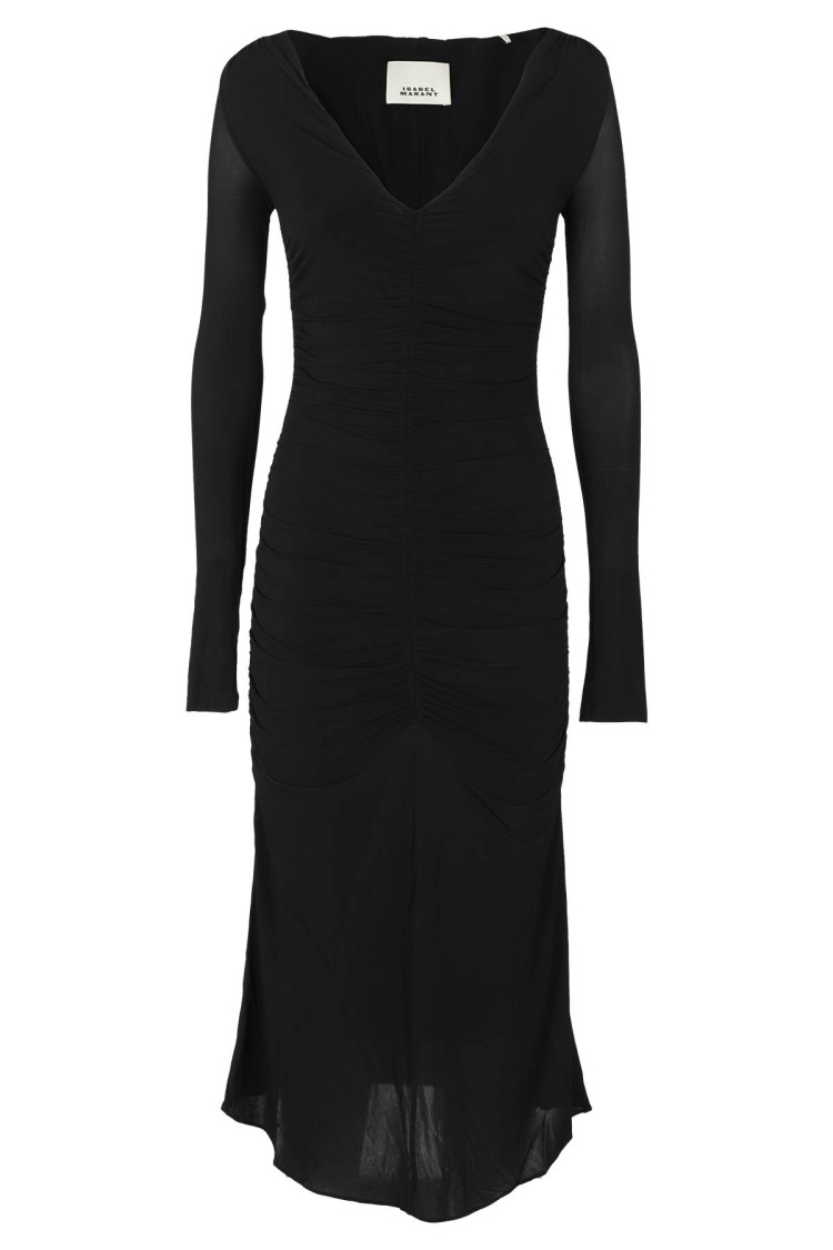 Isabel Marant Laly Draped Black Midi Dress In Black