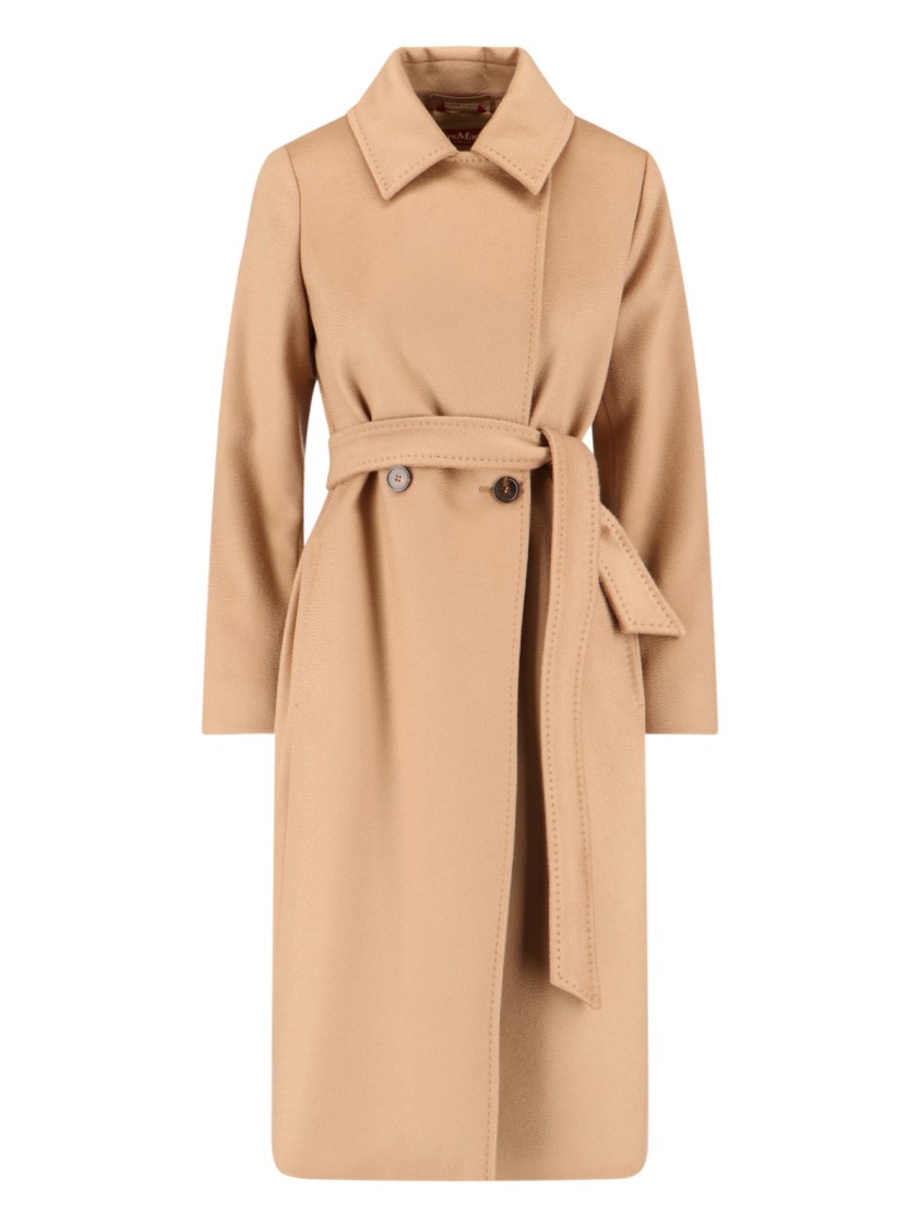 Max Mara Long Length Belted Waist Jacket In Brown