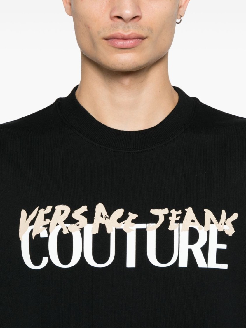 Shop Versace Jeans Couture Classic Black Cotton Sweatshirt