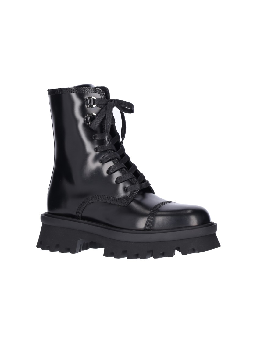 ブーツその他 Ferragamo Glossy Black Leather Combat Boots Ferragamo Glossy Black Leather Combat Boots | ModeSens