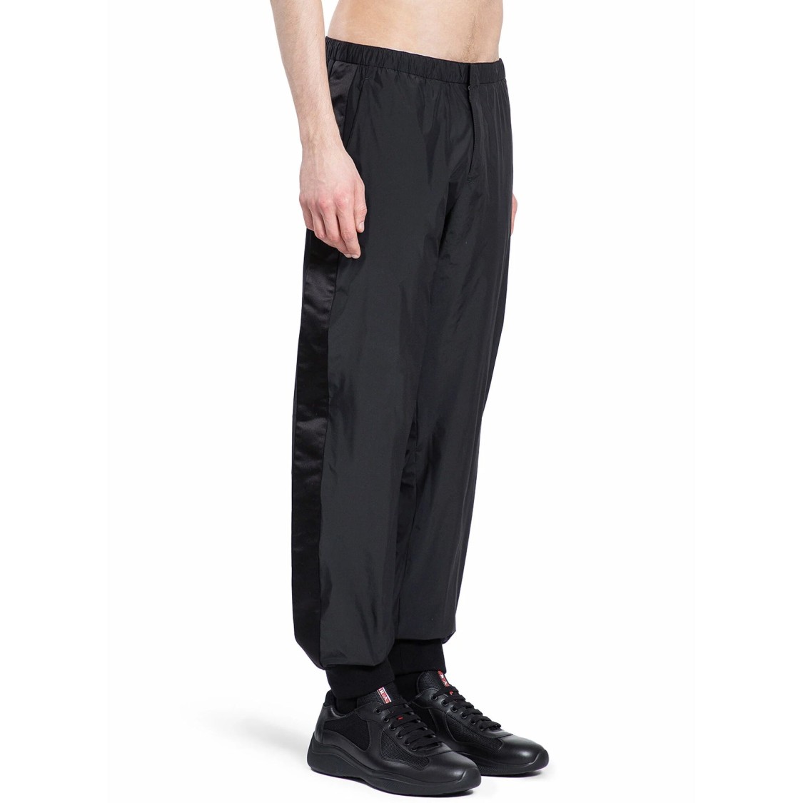 Prada Silk Tec Sweatpants Men In Black