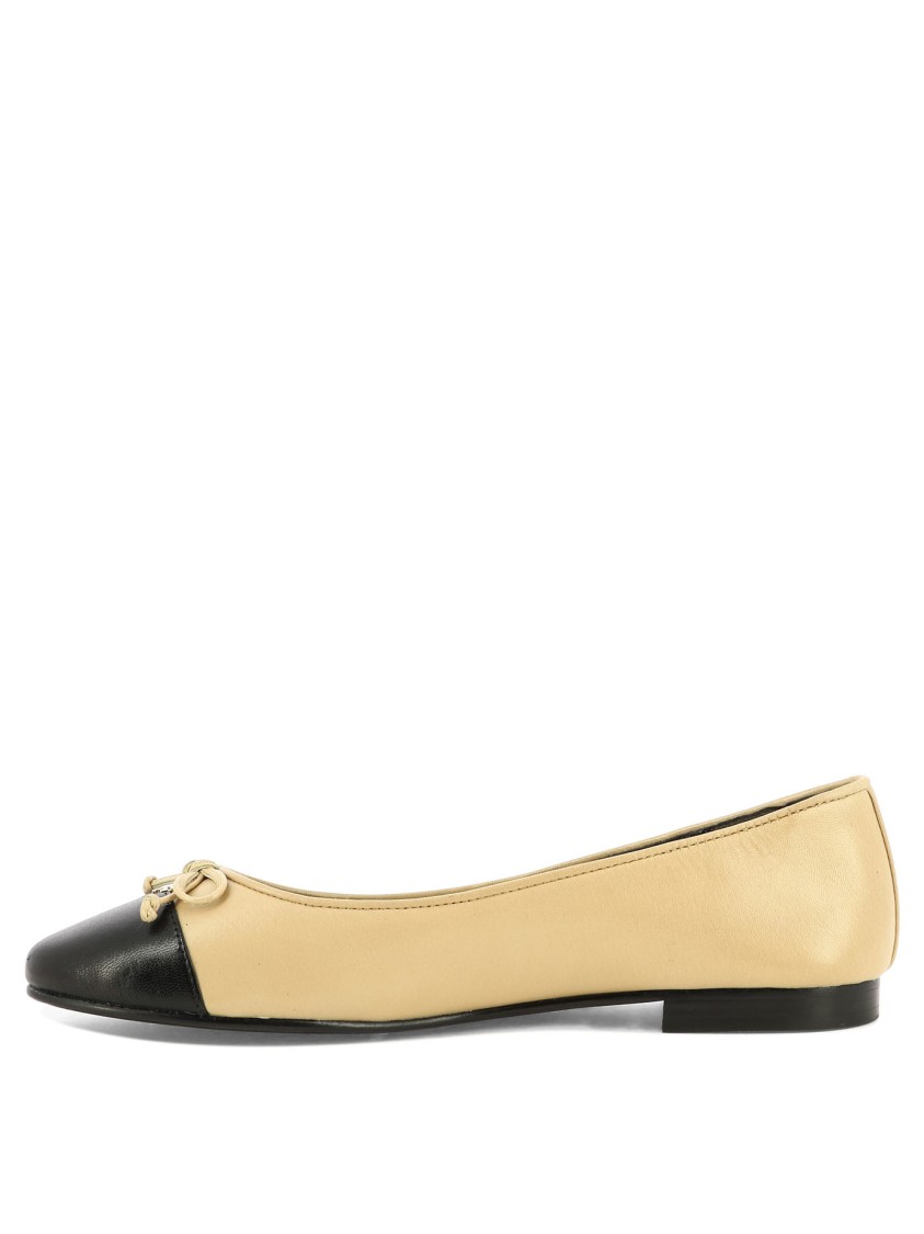 Tory Burch Goat And Bovine Leather Ballerinas In Brown