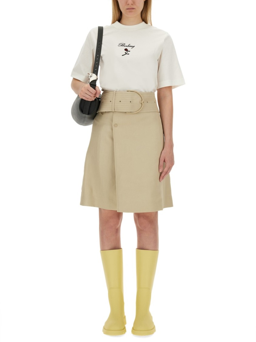 Burberry A-line Belted High-waisted Skirt In Neutrals
