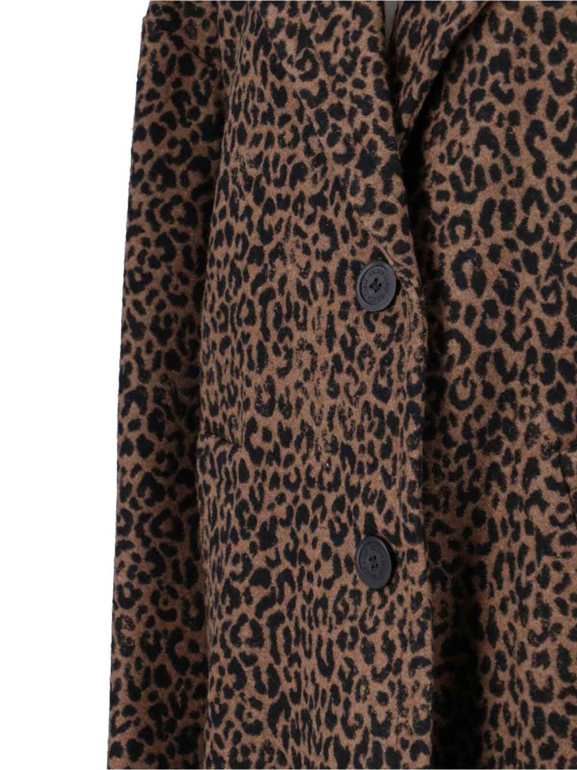 Golden Goose Cocoon Coat In Faded Leopard Jacquard Wool In Brown