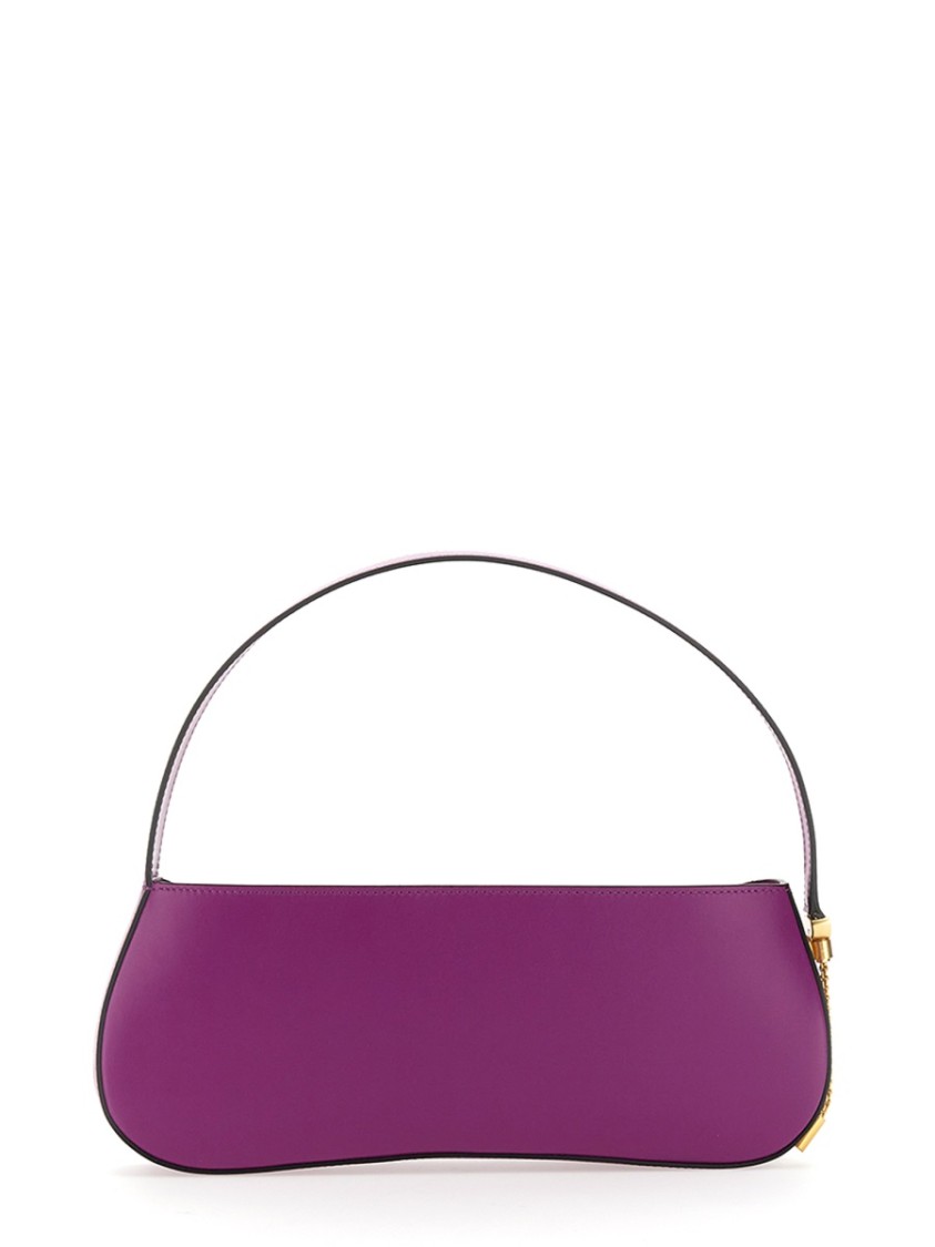 Neous Curved Silhouette Leather Shoulder Bag With Adjustable Handle