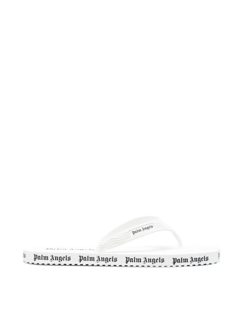 Palm Angels Logo Flip Flops Sandals In White
