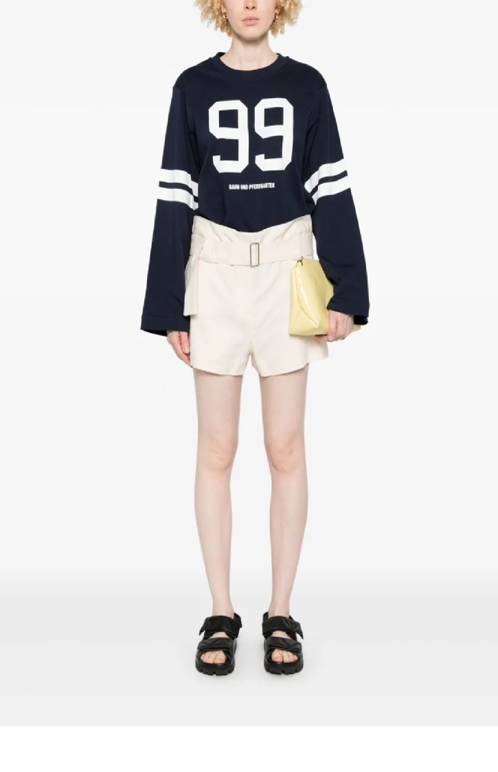 Shop Msgm Tailored Off-white Bermuda Shorts With Belted Waist In Neutrals