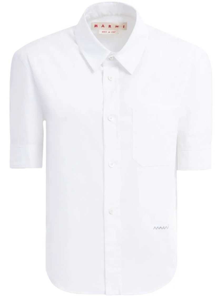 Marni Short-sleeved Tailored Cotton Shirt In White