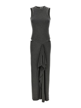オールインワン・サロペット The Attico Two-Material Knit Mini Dress With Asymmetrical The Attico Two-Material Knit Dress With Asymmetrical Hemline