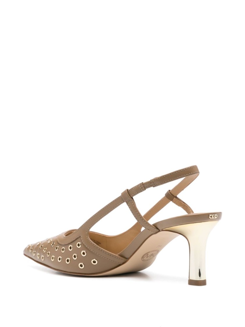 Michael Kors Beige Pointed Toe Slingback Shoes In Brown