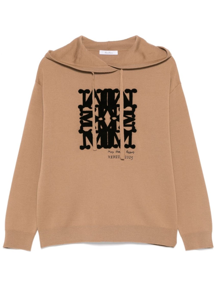 Max Mara Hooded Sweatshirt With Drawstring And Graphic Detail