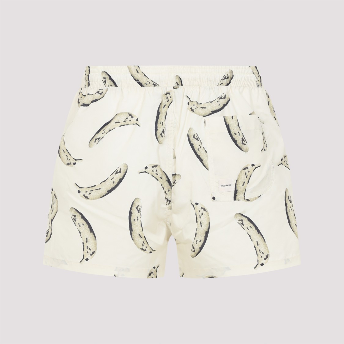 Shop Jacquemus Banana Print Swim Shorts With Elastic Waistband In White