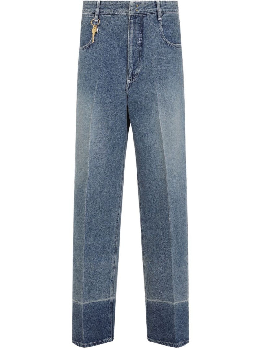 Shop Carven Cotton Five-pocket Jeans With Key Pendant Detail