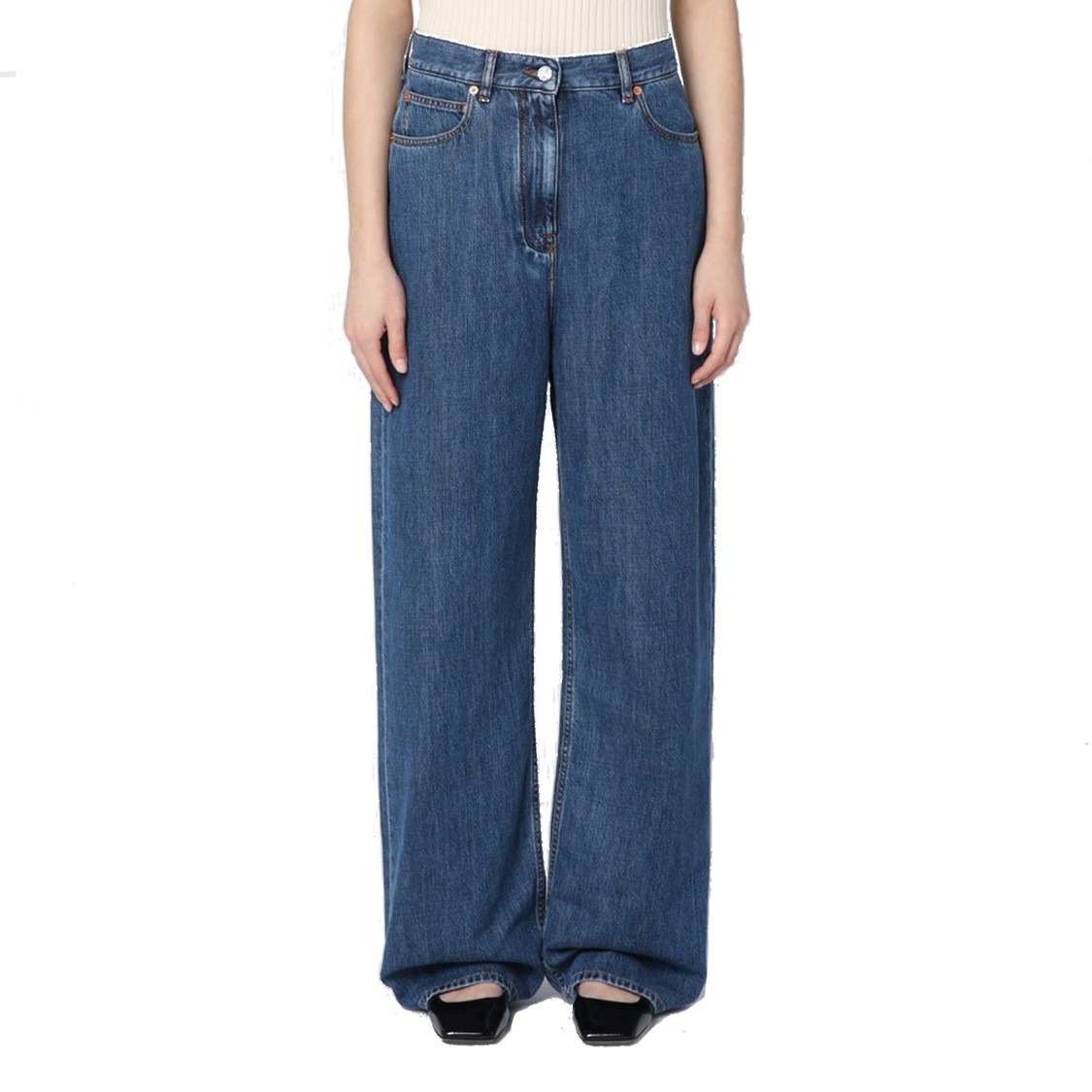 VALENTINO VALENTINO WIDE LEG DENIM JEANS