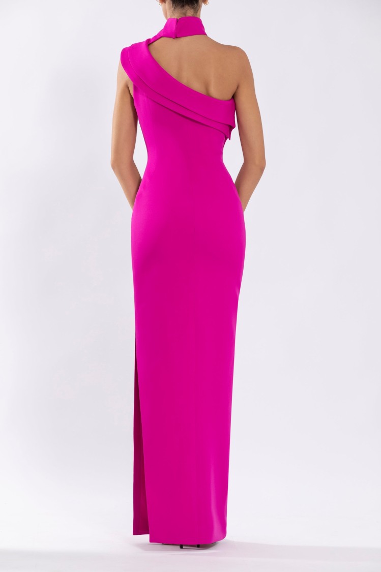 Saiid Kobeisy Crepe, Off-shoulder Dress With Beading In Pink