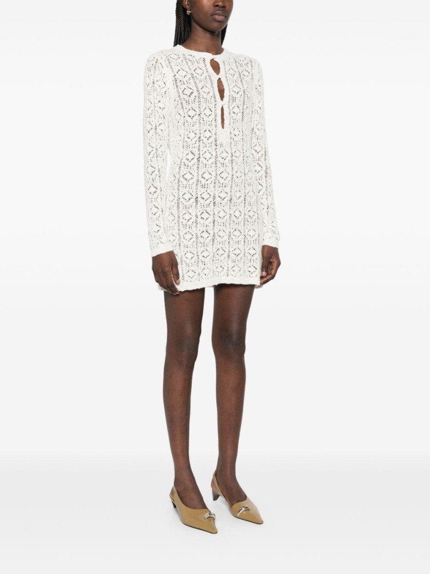 Shop Loulou Studio Ecru Evan Lace Dress In Neutrals
