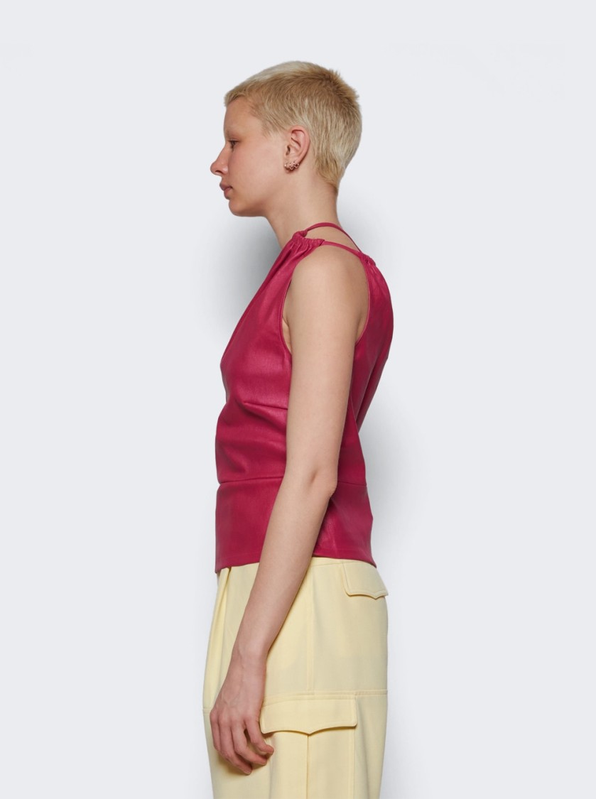 Amiri Asymmetric Leather Tank Fuchsia Pink