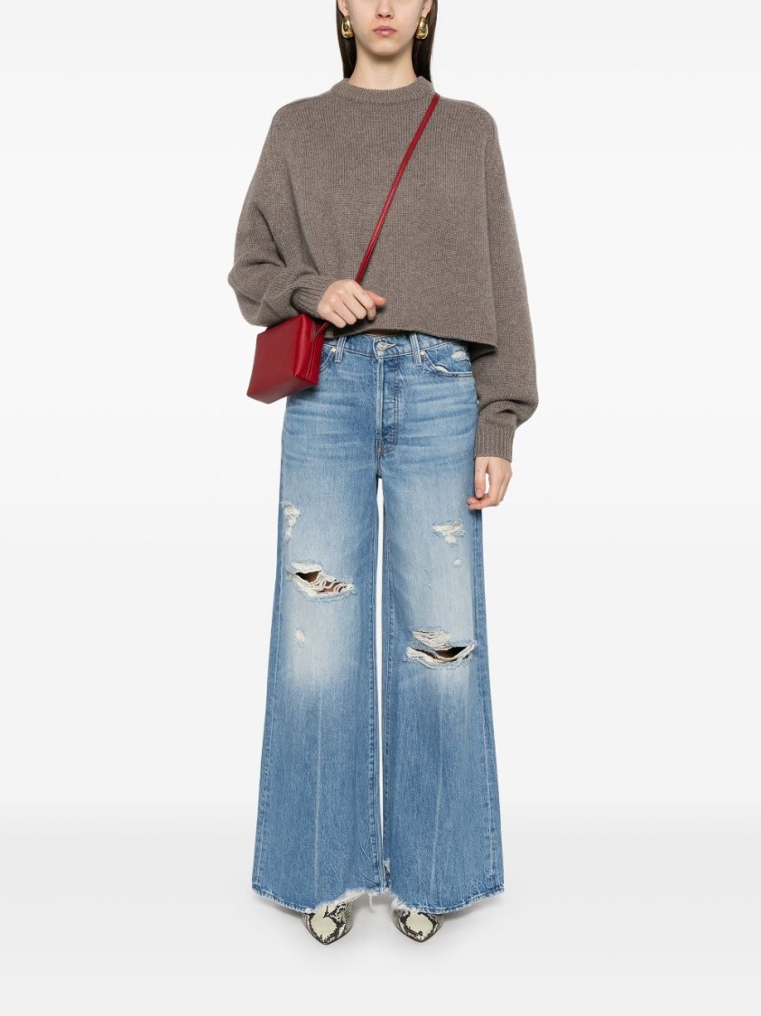Mother The Ditcher Roller Sneak Jeans In Blue