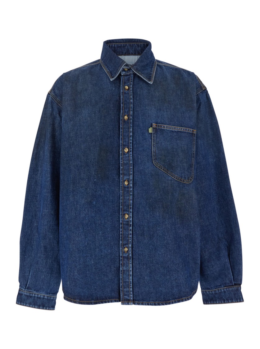 Shop Erl Blue Denim Shirt