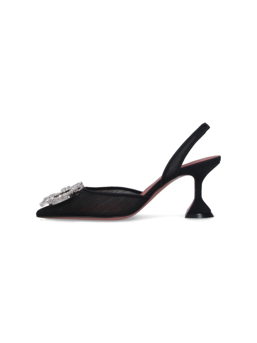 Amina Muaddi Pointed Toe Embellished Heel Sandals