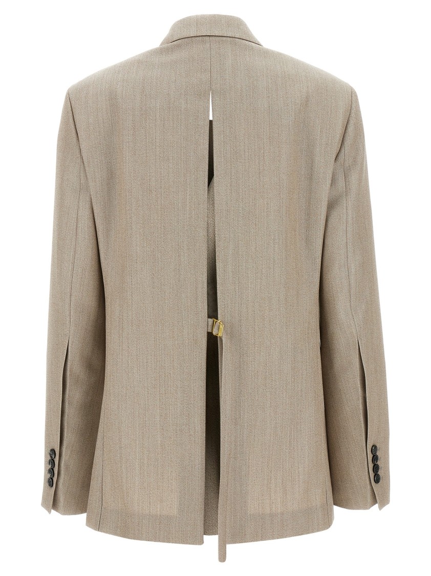 Ami Alexandre Mattiussi Ami Maxi Split Double-breasted Wool Blazer In Nude